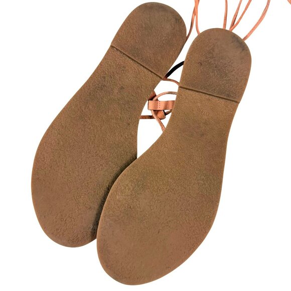 SIZE 9.5 Madewell The Boardwalk Tan Leather Strappy Gladiator Sandals - Picture 9 of 9